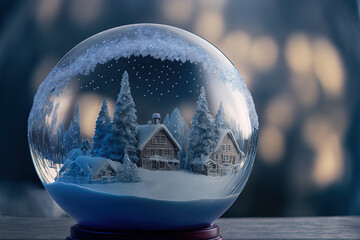 Fototapeta na wymiar ice globe. a snow covered Christmas souvenir ball. Generative AI