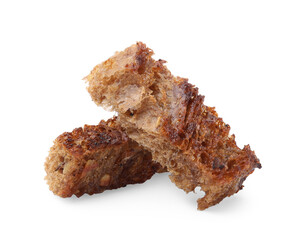 Crispy rusks with seasoning isolated on white