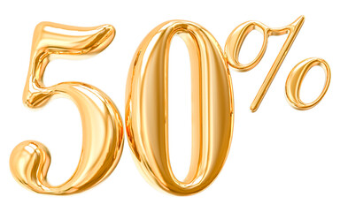 Discount 50 Percentage 3d gold Number with generative AI