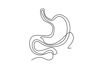 Single one line drawing stomach anatomy. Human organ concept. Continuous line draw design graphic vector illustration.