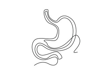 Obraz premium Single one line drawing stomach anatomy. Human organ concept. Continuous line draw design graphic vector illustration.