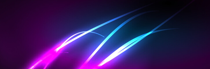 Blue neon glowing lines, magic energy space light concept, abstract background wallpaper design