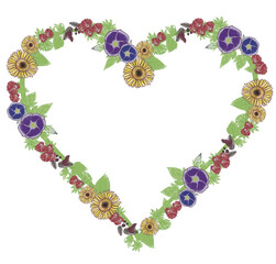 メッセージカードに使えるフレーム 枠 花のイラスト