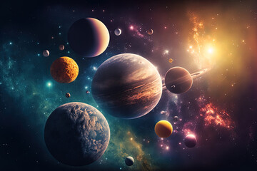 Fototapeta na wymiar Background solar system planets. Generative AI