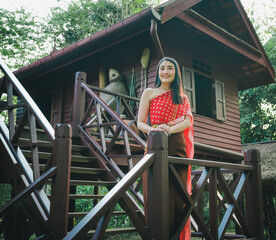 The Thai-style woman at home