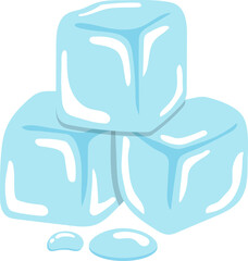 Comic cartoon vector of ice cubes, cold transparent freeze melting