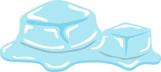 Comic cartoon vector of ice cubes, cold transparent freeze melting