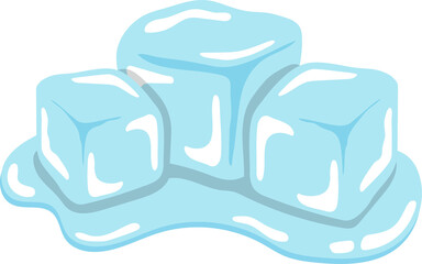 Comic cartoon vector of ice cubes, cold transparent freeze melting