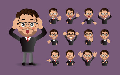 Cute Set - Set of business people with different emotion