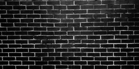 Fototapeta na wymiar Black brick wall texture background in rural room.
