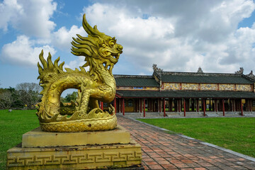 Hue, Vietnam - December 24, 2022: Views of the Imperial City in the citadel of the city of Hue in...