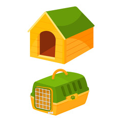 Vector tools for the pet store. Cartoon items for pets and toys. The concept of pet care. A design element for a website, application, etc.