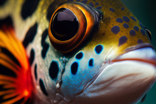 Close up of a lovely chrysiptera parasema fish. Generative AI