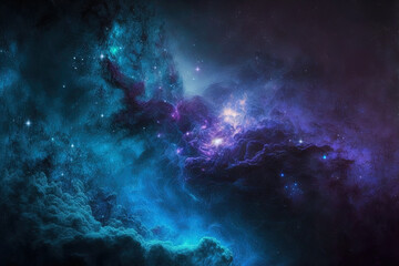 Fototapeta na wymiar Blue starry color star dust blue texture abstract galaxy infinite future dark deep light galaxy space background universe magic sky nebula night purple. Generative AI