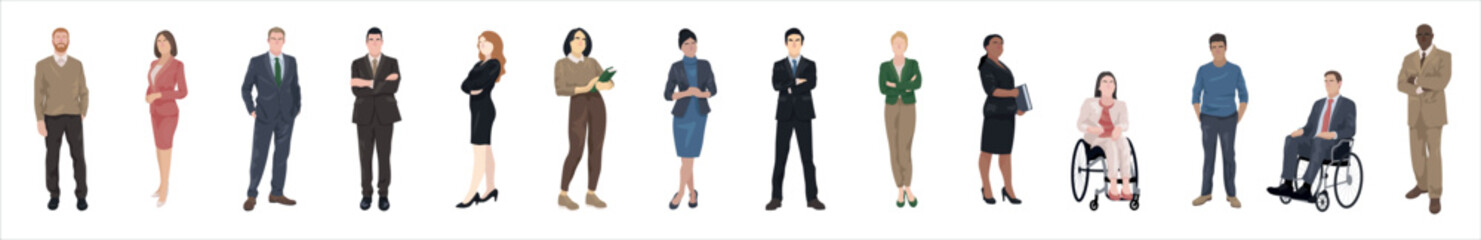 Set of different business people on white background