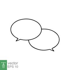Talk bubble speech icon. Simple outline style. Blank empty bubbles, chat on line symbol template, communication concept. Vector illustration design isolated on white background. EPS 10.