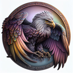 Pastel Eagle emblem generative art