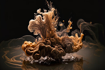 Brown undersea ink smoke. Generative AI