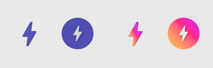 Flash, Bolt isolated on background, sign, icon, symbol, 3d rendering.