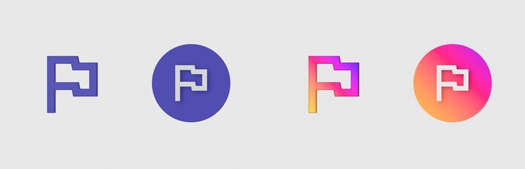 Marker, Flag isolated on background, sign, icon, symbol, 3d rendering.