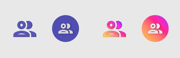 Group, Person, User isolated on background, sign, icon, symbol, 3d rendering.
