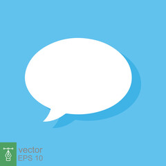 Fototapeta premium White blank speech bubbles, thinking balloon on blue background. Cloud chat with shadow icon isolated, flat message symbol, communication concept. Vector Illustration. EPS 10.