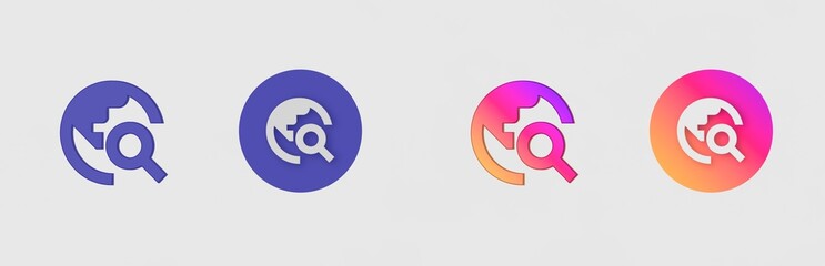 Computer, Globe, Search, Magnify isolated on background, sign, icon, symbol, 3d rendering.