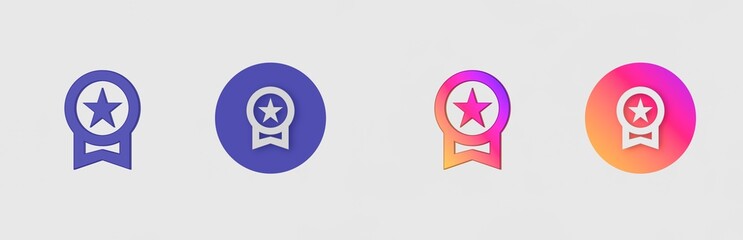 Ribbon, Badge, Tag, Certificate, Warranty isolated on background, sign, icon, symbol, 3d rendering.