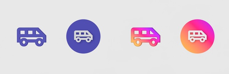 Shuttle Bus isolated on background, sign, icon, symbol, 3d rendering.