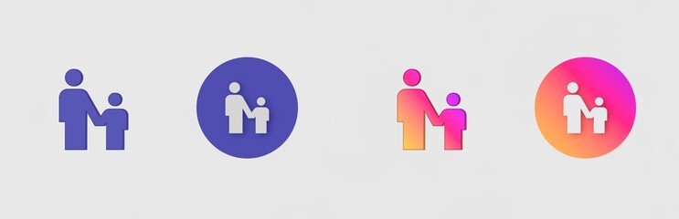 Parent, Family, Care isolated on background, sign, icon, symbol, 3d rendering.