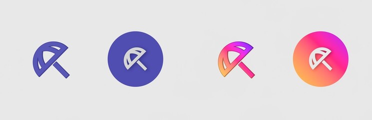 Umbrella isolated on background, sign, icon, symbol, 3d rendering.