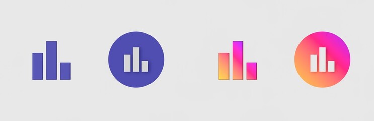 Chart, Report, Statistic, Bar isolated on background, sign, icon, symbol, 3d rendering.