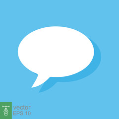 White blank speech bubbles, thinking balloon on blue background. Cloud chat with shadow icon isolated, flat message symbol, communication concept. Vector Illustration. EPS 10.