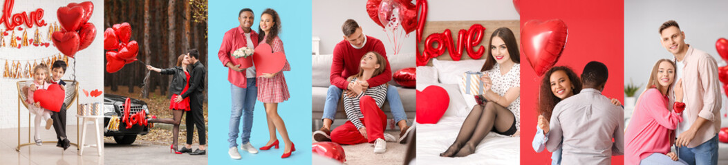 Beautiful collage for Valentine's Day celebration with happy people