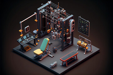 Vibrant Details Fitness Equipment for Working Out Running 3D Objects Colorful Environment And Background