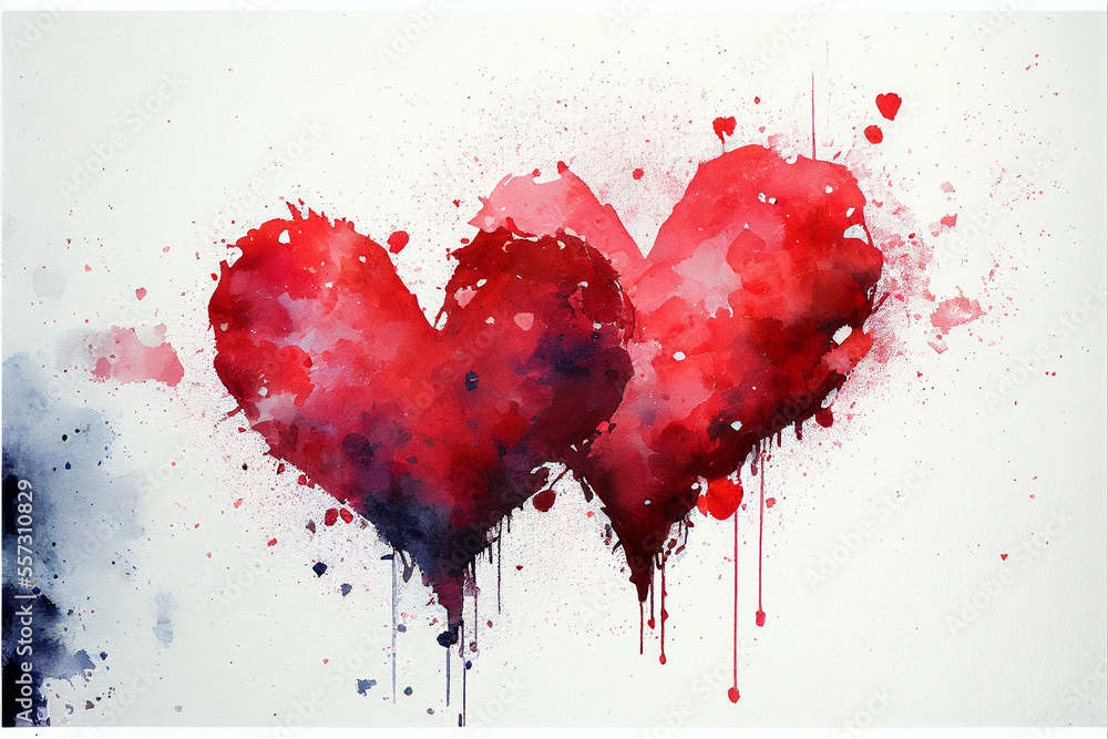 Poster two abstract hearts on a canvas. generative ai