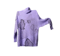 Flying dirty sweater on white background