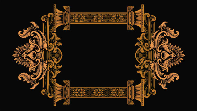 Luxury classic style engraved frame vector design, color editable