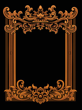 Luxury classic style engraved frame vector design, color editable