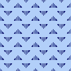 Seamless geometric triangle on blue background.