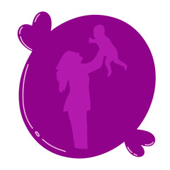 Silhouette of a mother playing with her child. Holding a baby. Mother's Day