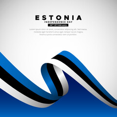 Modern Estonia Independence day design with wavy flag vector. Estonia Unity day design