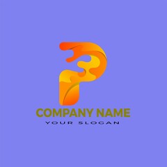 P modern abstract 3d letter logo design templet