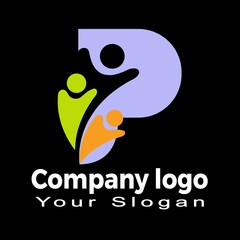 P modern abstract 3d letter logo design templet