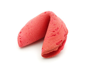 Red fortune cookie on white background