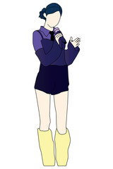 Kpop idol image line art. vector illustration of Korean Girlband 