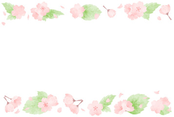 優しい手描きの葉桜のフレーム