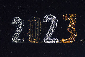 Año nuevo 2023 con estrellas de fondo