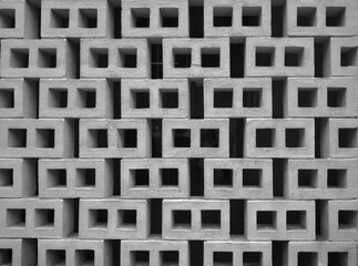 pattern of air ventilation at modern concrete building, light and shadow - monochrome