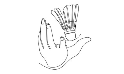 continuous line of hand with shuttlecock